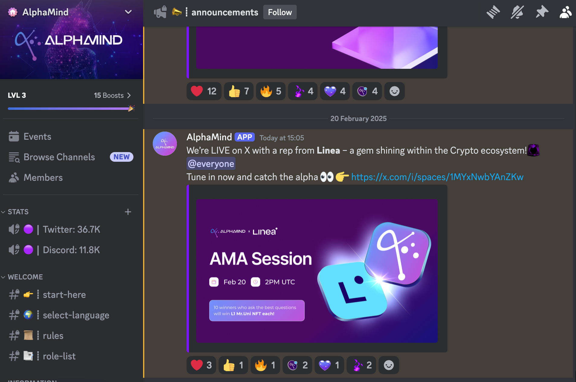 Your engagement in AlphaMind Discord boosts your Karma