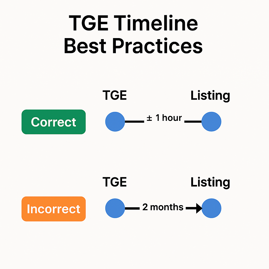 Correct vs incorrect TGE and token listing alignment