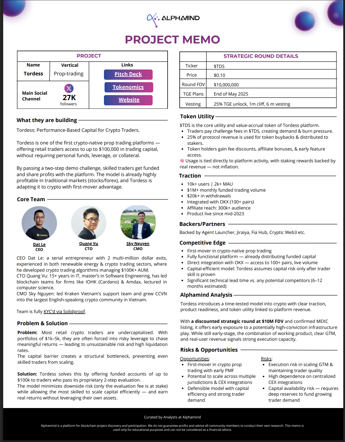 Example of the Project Memo