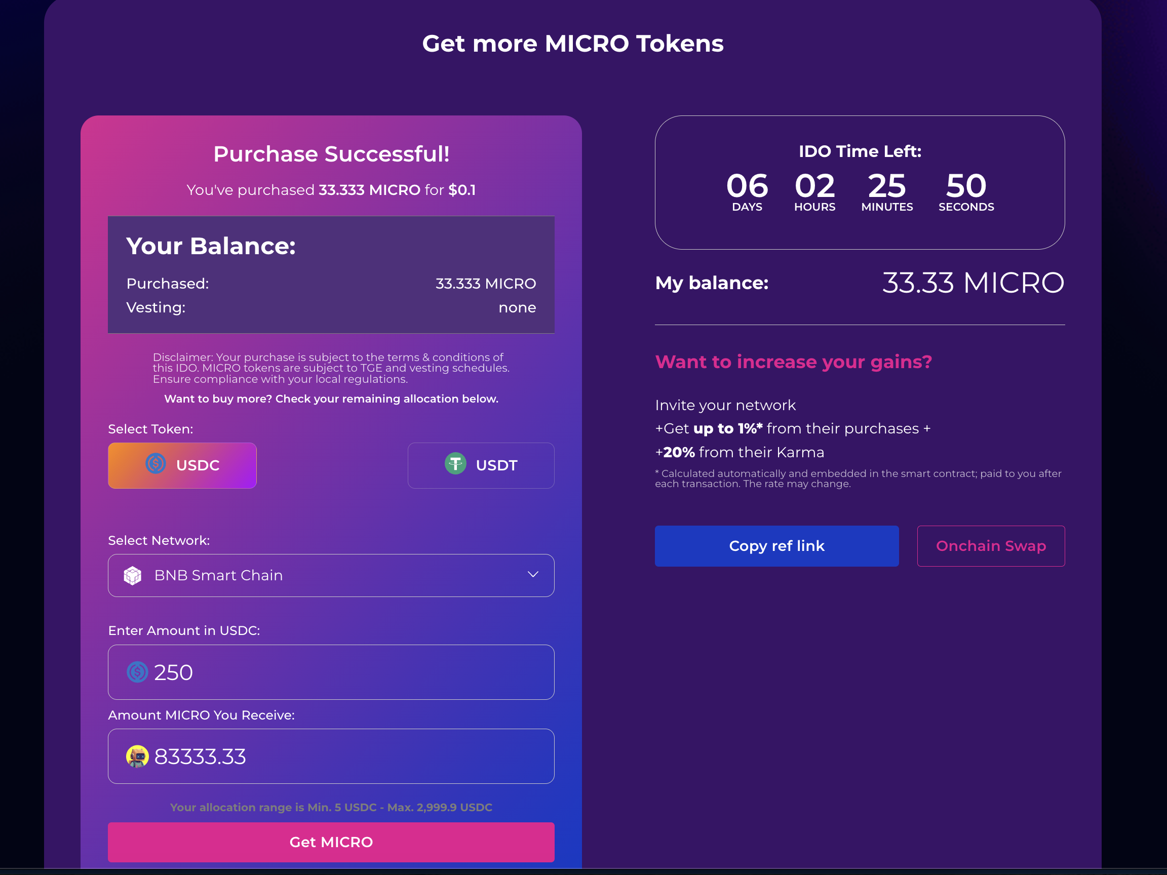 Micro.fun token sale page